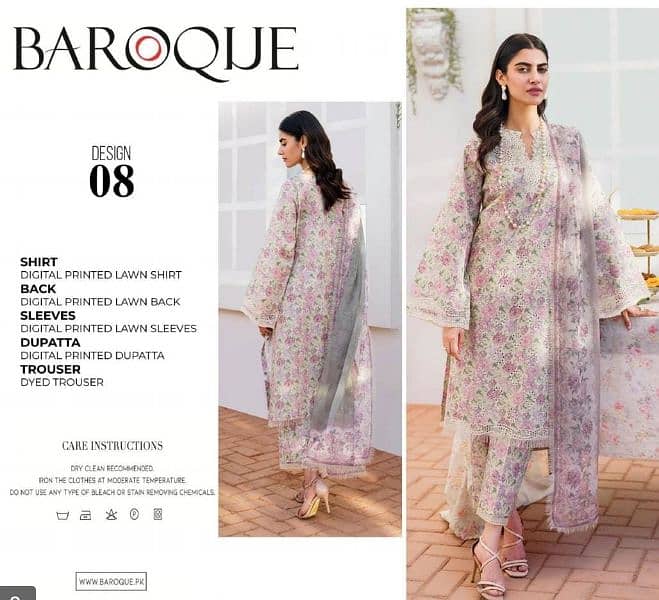 BAROQUE/3pc Printed Lawn Suit/ H. F Rajput Sister's 3