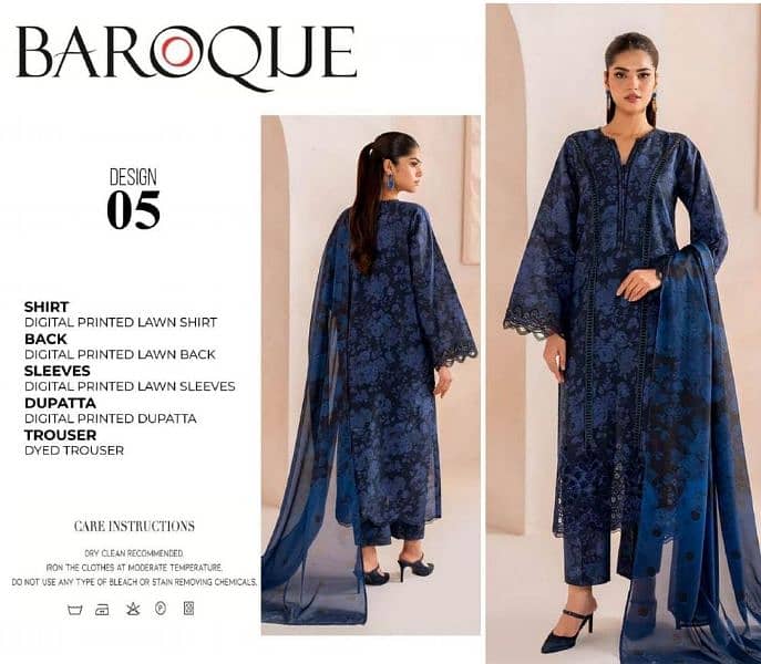 BAROQUE/3pc Printed Lawn Suit/ H. F Rajput Sister's 5