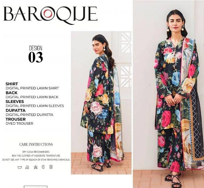 BAROQUE/3pc Printed Lawn Suit/ H. F Rajput Sister's 7