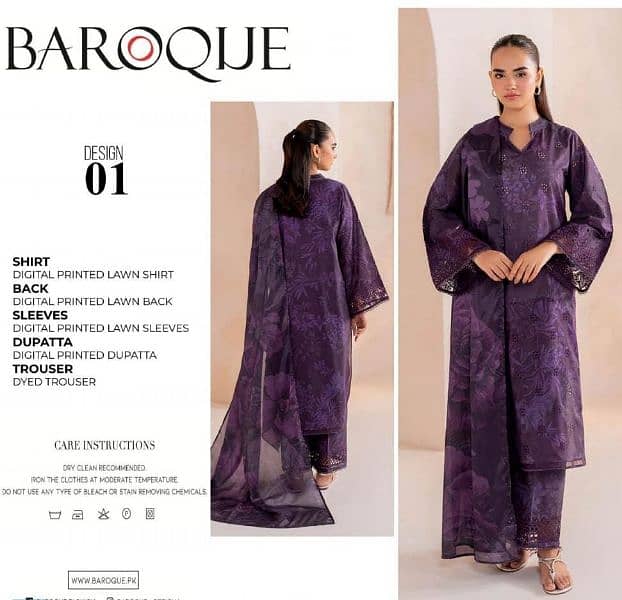 BAROQUE/3pc Printed Lawn Suit/ H. F Rajput Sister's 8