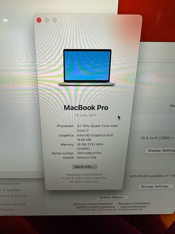 MacBook  Pro 15’’ 2017 16/1TB SSD 2