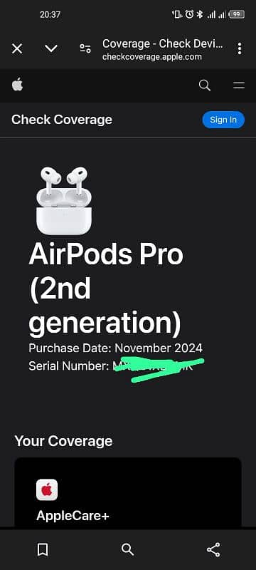 Airpods pro 2 registered on Apple 1