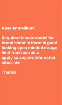 urgently required female models