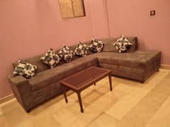 bluish grey l shaped sofa set