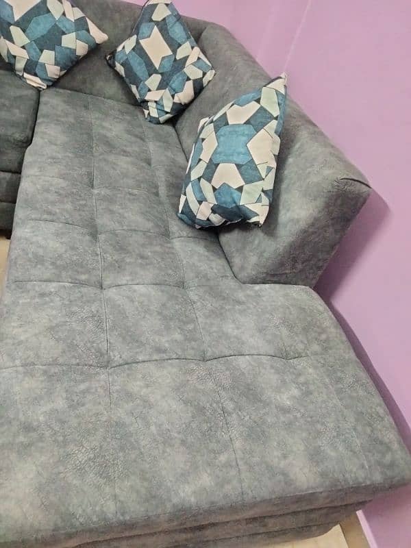 bluish grey l shaped sofa set 2