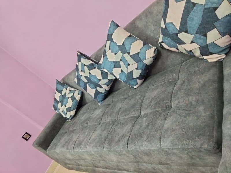 bluish grey l shaped sofa set 3