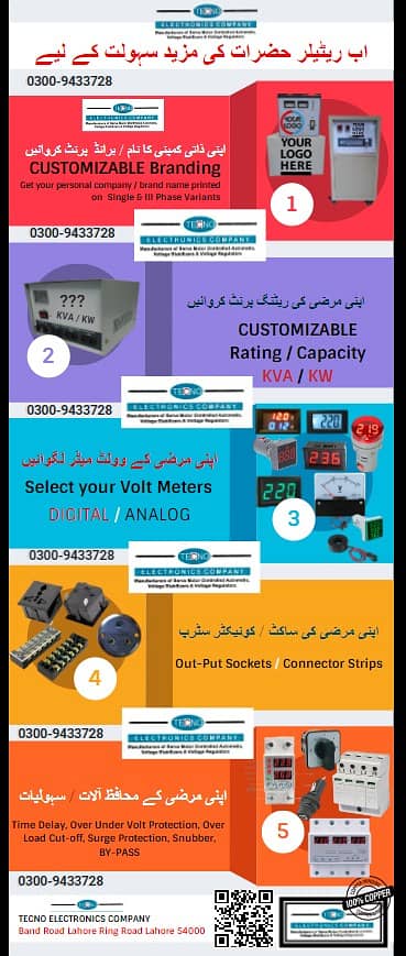 Servo Motor controlled voltage stabilizer copper single / 3phase AVR 1