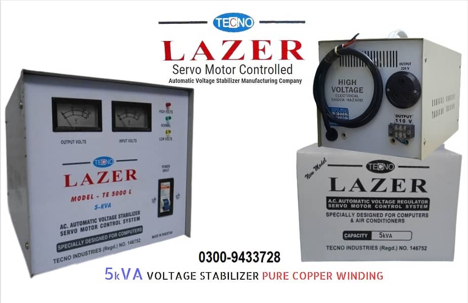 Servo Motor controlled voltage stabilizer copper single / 3phase AVR 15