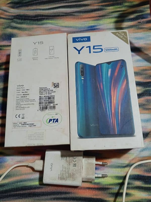 vivo Y15 as like new long battery with box fast charger vi 6