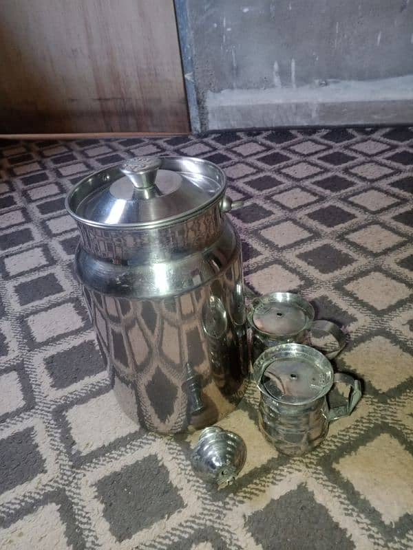 Steel burny ,tea pot and Suger pot 1