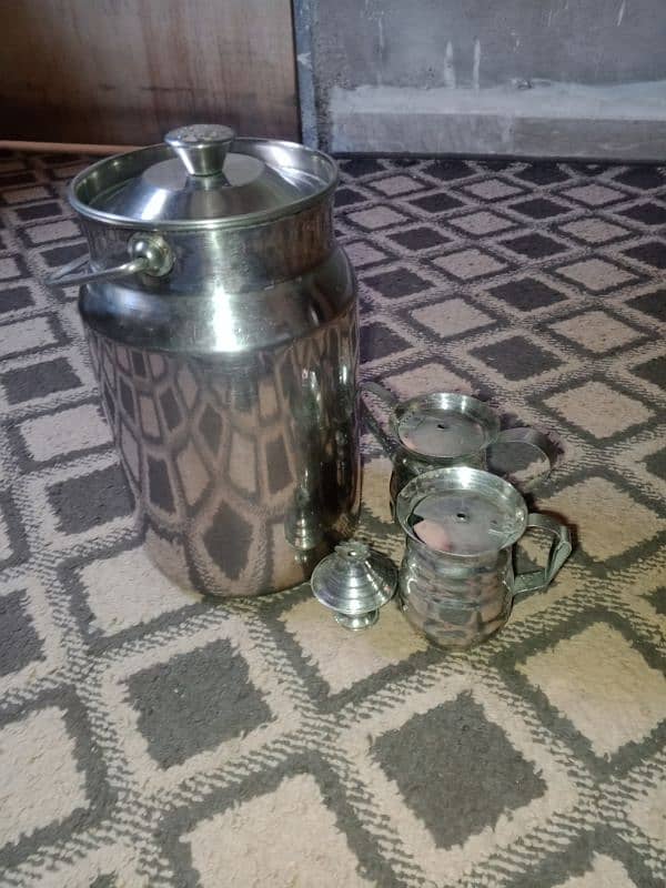 Steel burny ,tea pot and Suger pot 2