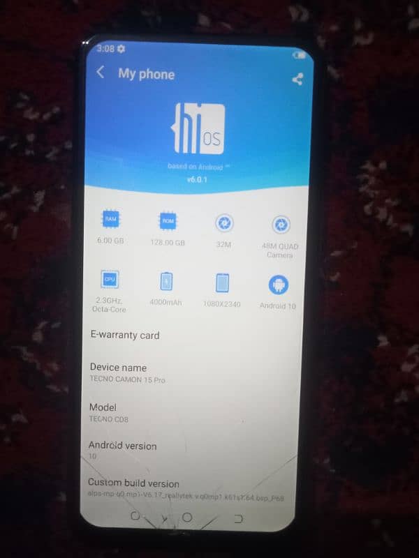 Tecno Cammon 15pro (6/128)only set 0
