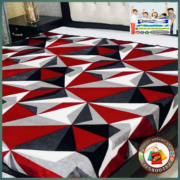 Fleece printed double bed blanket 0