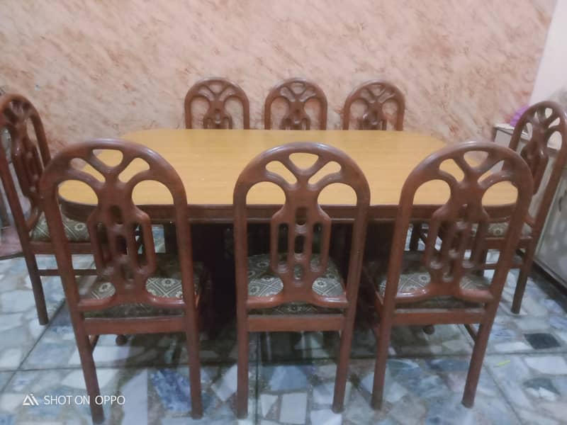 Wooden Dining Table with 8 wooden chairs 0