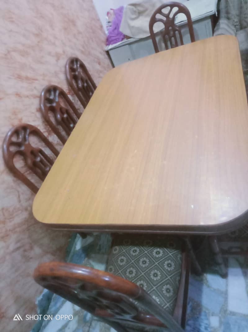 Wooden Dining Table with 8 wooden chairs 2