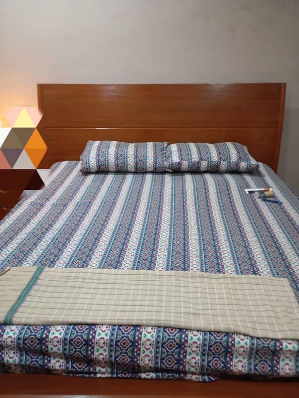 Double Bed with Mattress and side Tables for sale 0