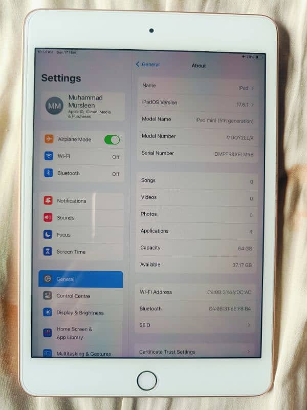 ipad mini 5 (64GB) 10/9.5 7