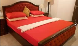 king size bed set / wooden double bed set / bed set with side tables