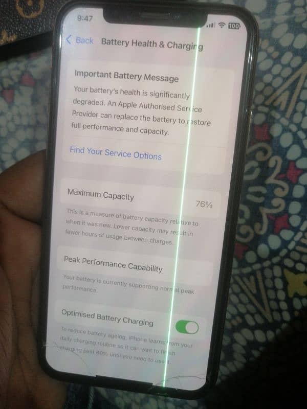 I phone xs 256 gb ha battery healta 76 Face ID band ho gi ha 5