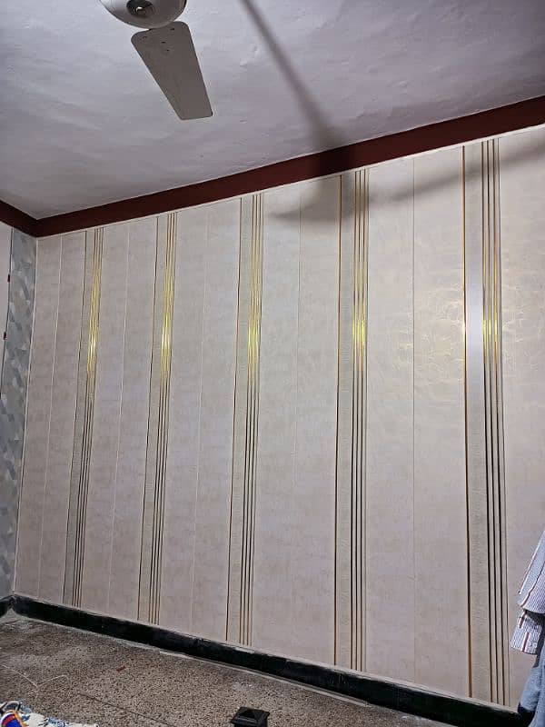 Pvc Wallpaper. Pvc Wall panel. Blinds Wood vinyl Flooring. Ceiling. Grass. 5