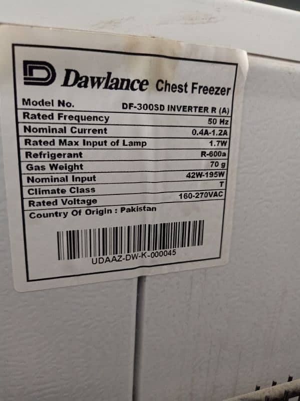 Dawlance deep freezer 1