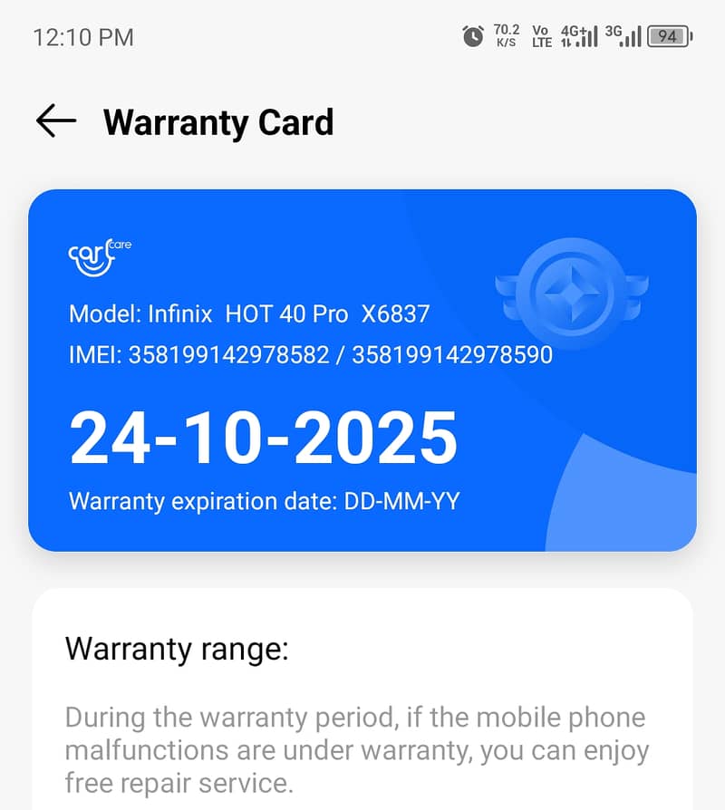 Infinix hot 40 pro 20 days used 256gb 1