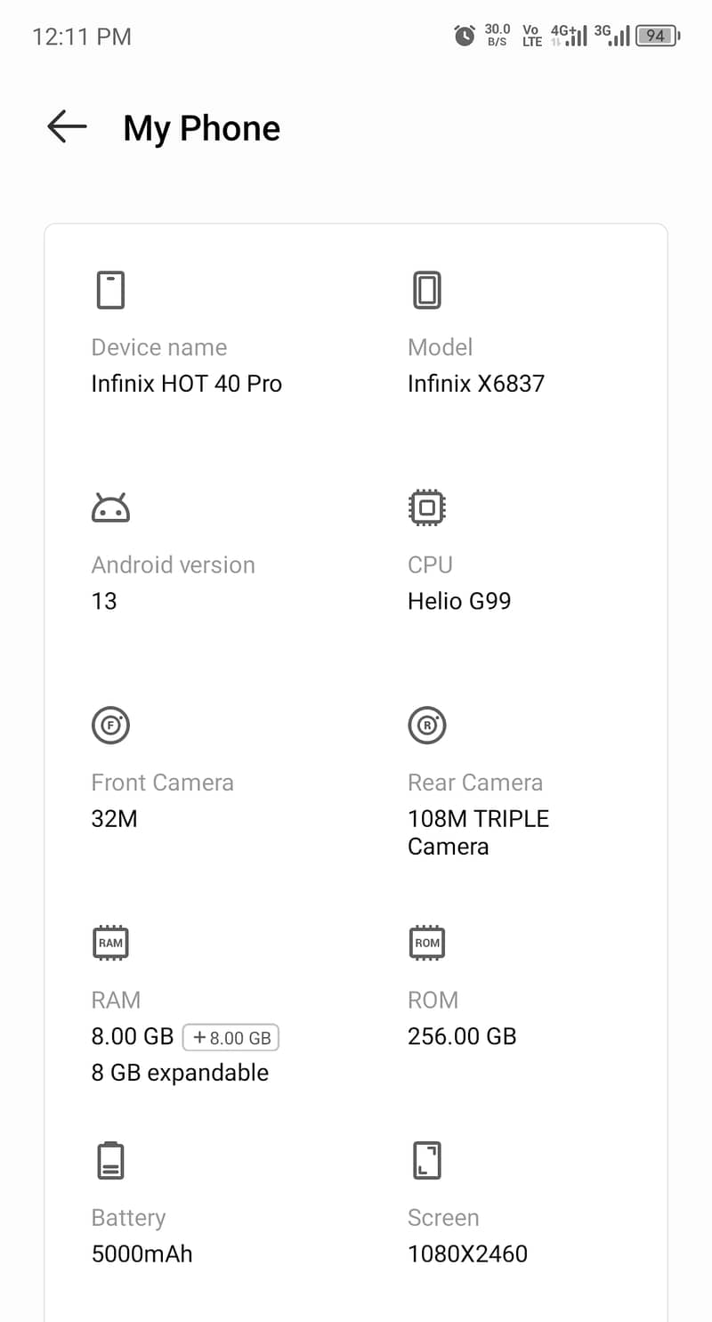 Infinix hot 40 pro 20 days used 256gb 2