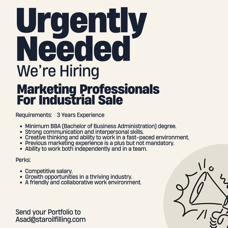 Marketing Professionals For Industrial Sale Job in Lahore 0