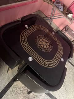 versace coffee table with 4 chairs