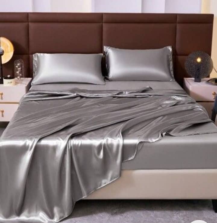 New silk bed sheets double bed with two pillow cases 1