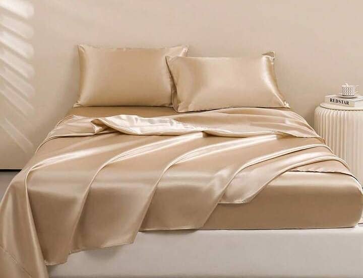 New silk bed sheets double bed with two pillow cases 3