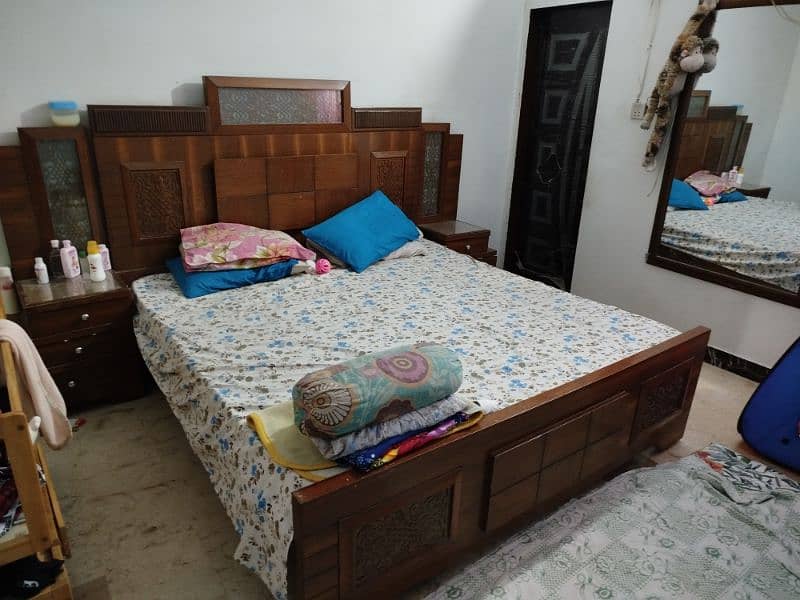 bed with side tables. . . without mattress urgent sale 0