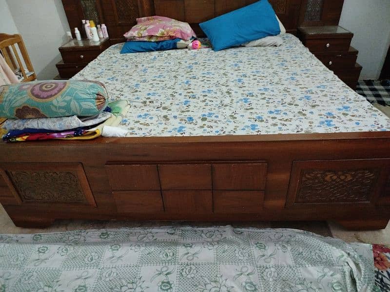 bed with side tables. . . without mattress urgent sale 1