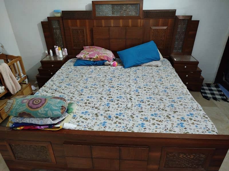 bed with side tables. . . without mattress urgent sale 2