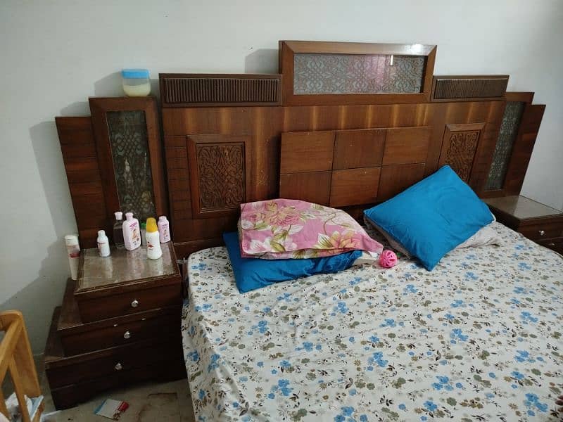 bed with side tables. . . without mattress urgent sale 4