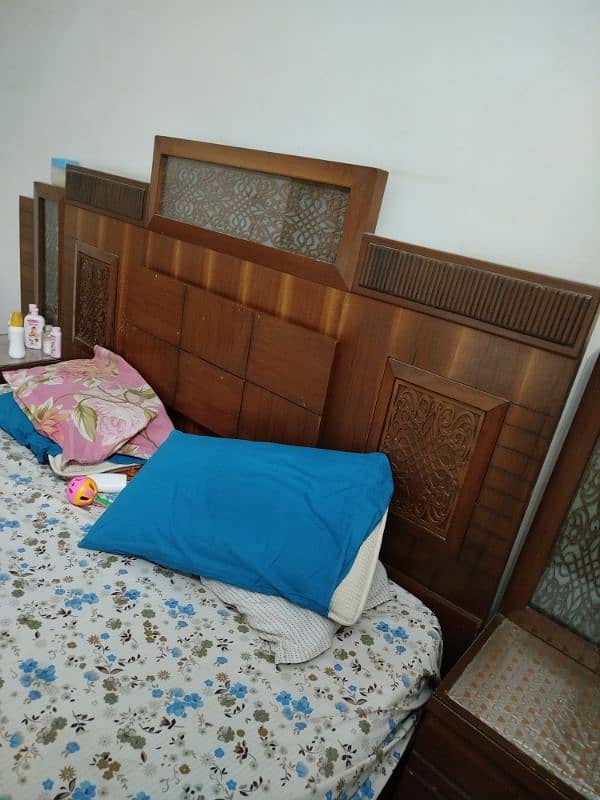 bed with side tables. . . without mattress urgent sale 5