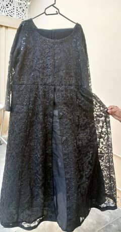 black net cane cane maxi with dupatta