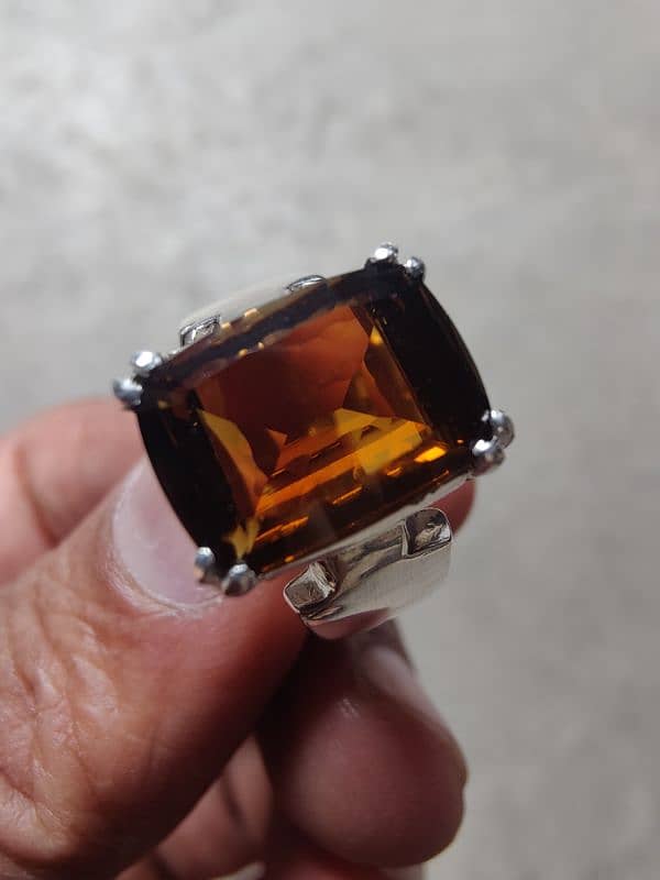 Silver (چاندی) Ring, Honey Topaz 0