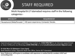 Qualified Staff Required for Hospital