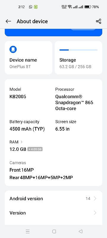 OnePlus 8t condition 10/9hy safa set hy all oky Kio mesla nhe 2