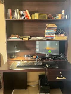 office table with book shelve and drawer