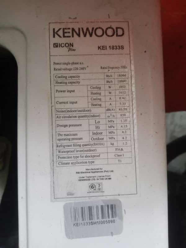 Kenwood 1.5ton Air conditioner for sell 1