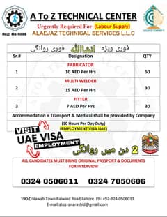 UAE Work Permit Visa | Jobs For male And female | Vacancies in UAE