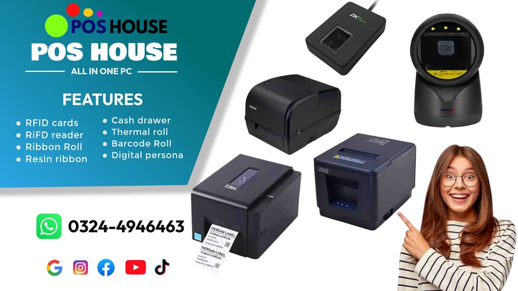 Thermal printer,barcode printer,barcode scanner,Cash drawer 0