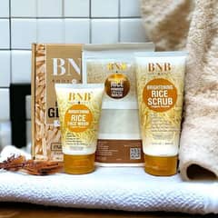 BNB (3 in 1) Glow Kit. Rice Scrub +Rice Face Wash + Rice Mask.