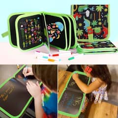 Kids Portable Black Drawing Board Erasable Mess-Free Chalk Drawings