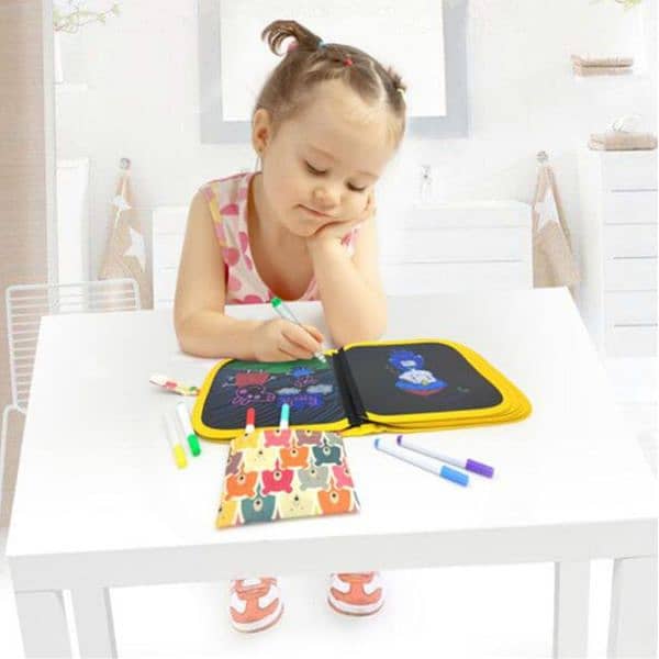 Kids Portable Black Drawing Board Erasable Mess-Free Chalk Drawings 9