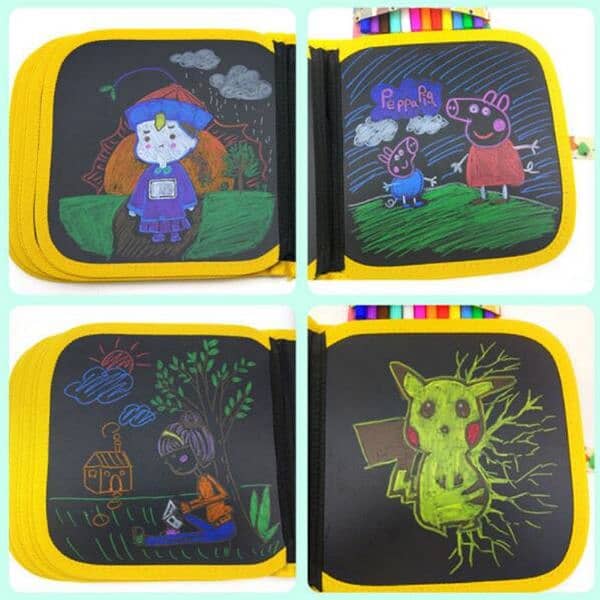 Kids Portable Black Drawing Board Erasable Mess-Free Chalk Drawings 10