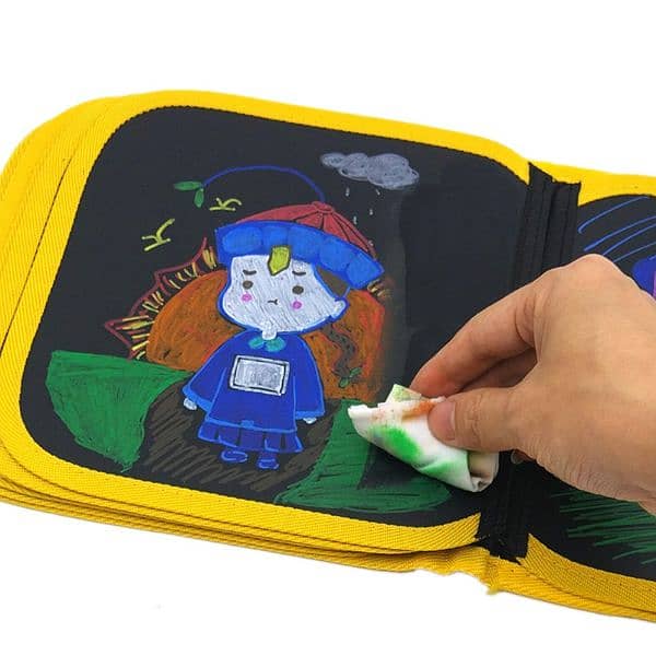 Kids Portable Black Drawing Board Erasable Mess-Free Chalk Drawings 12