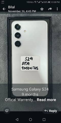 Samsung galaxy S24 256gb official pta approved 9months warranty